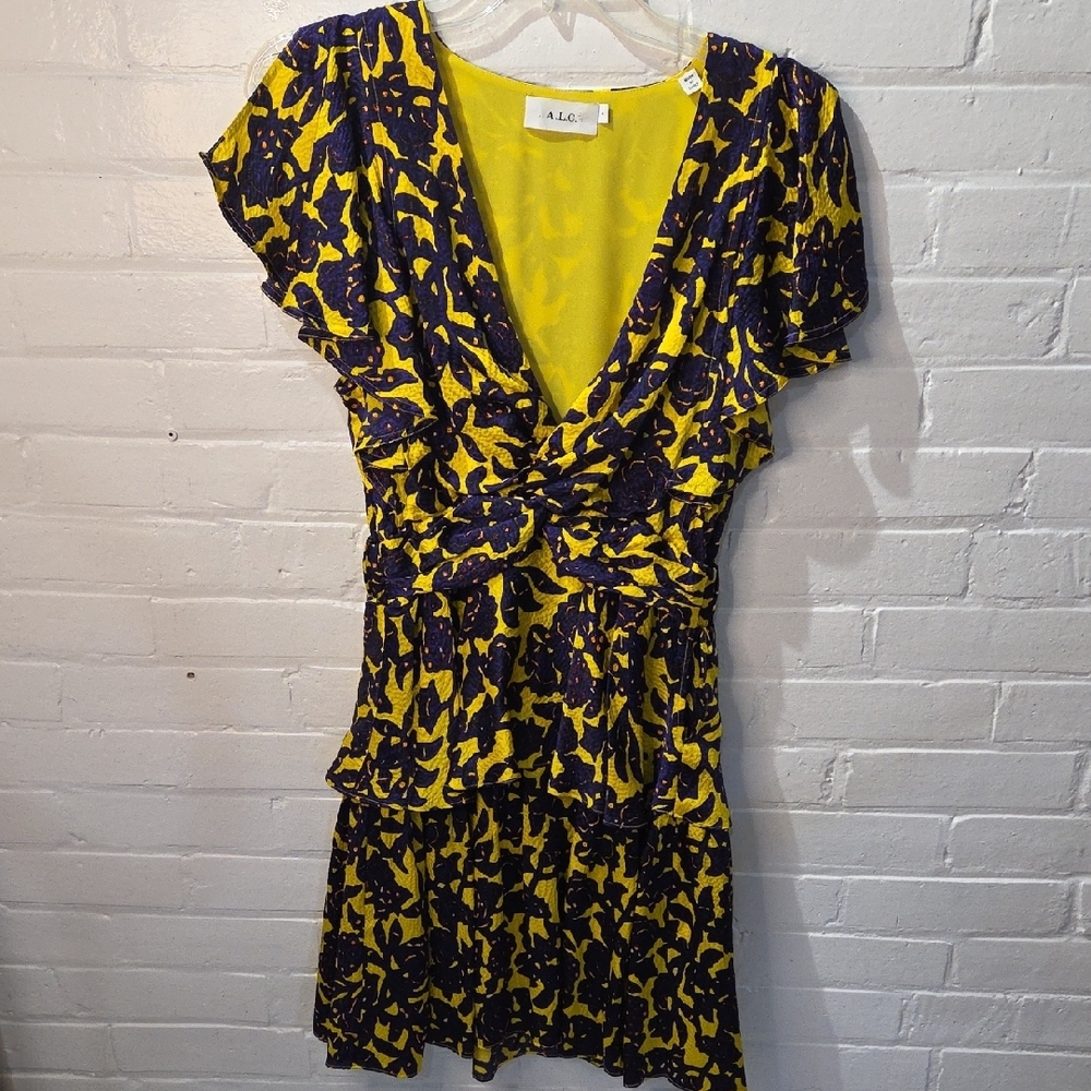 A.L.C. Vibrant Yellow and Purple Mini Dress